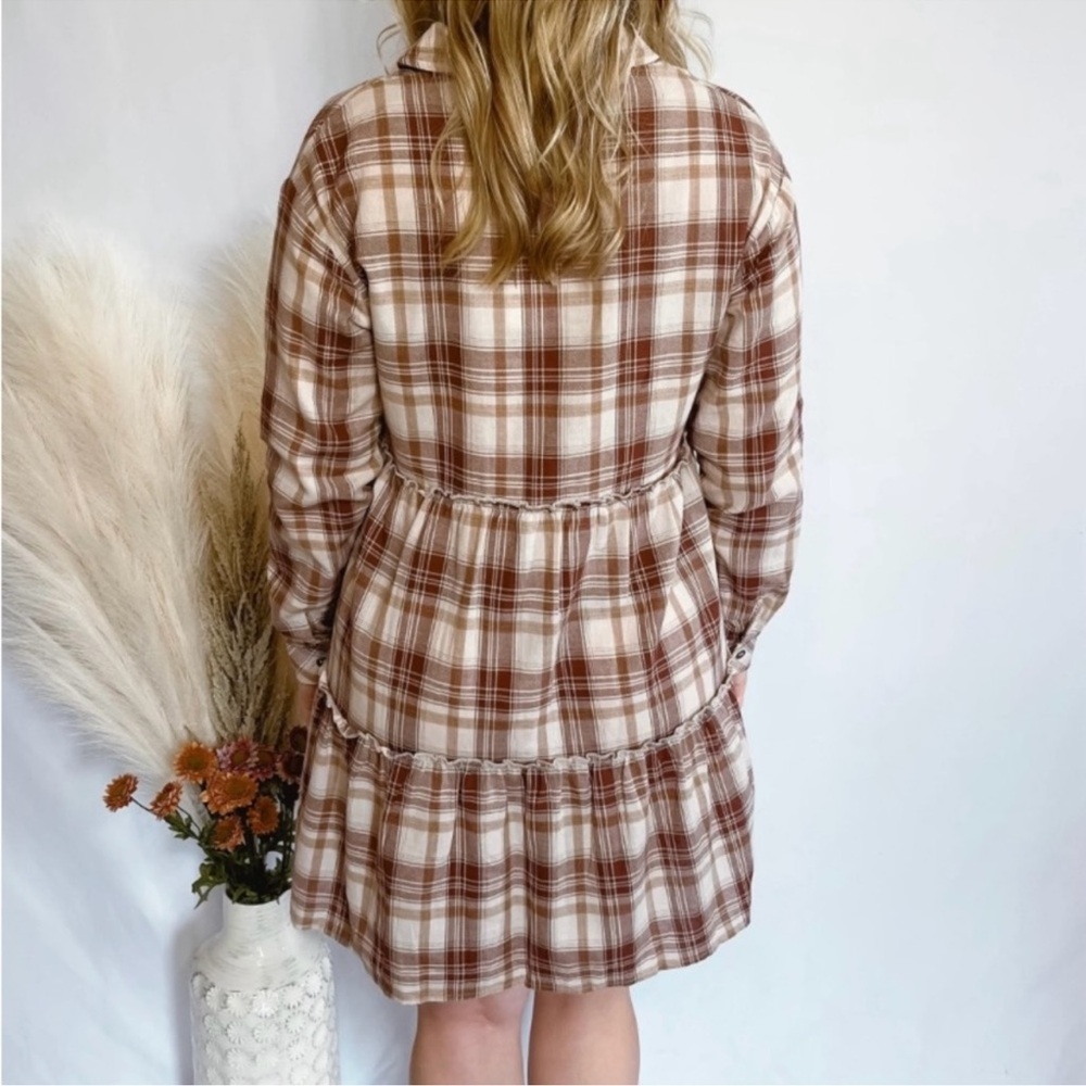 Plaid Button-Down Mini Dress - Picture 2 of 7